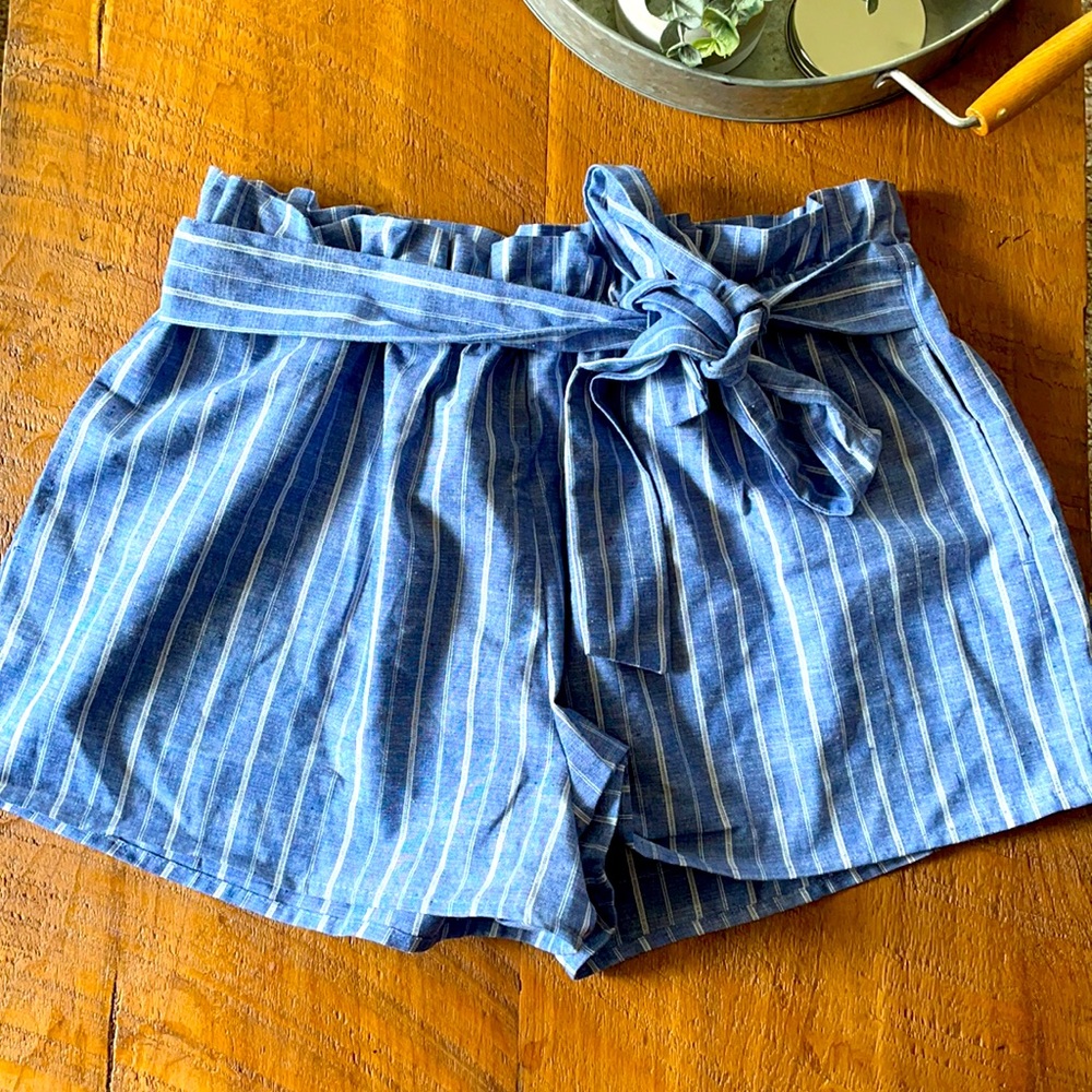 Ruched top tie belt shorts